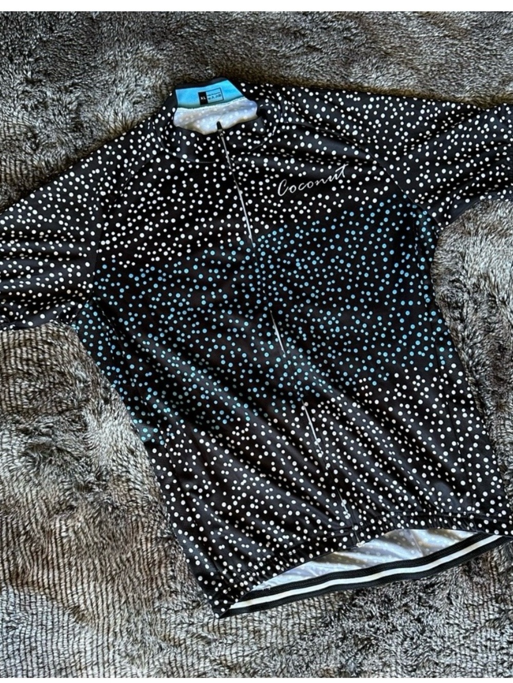 Coconut Black Polka Dot Cycling Jersey